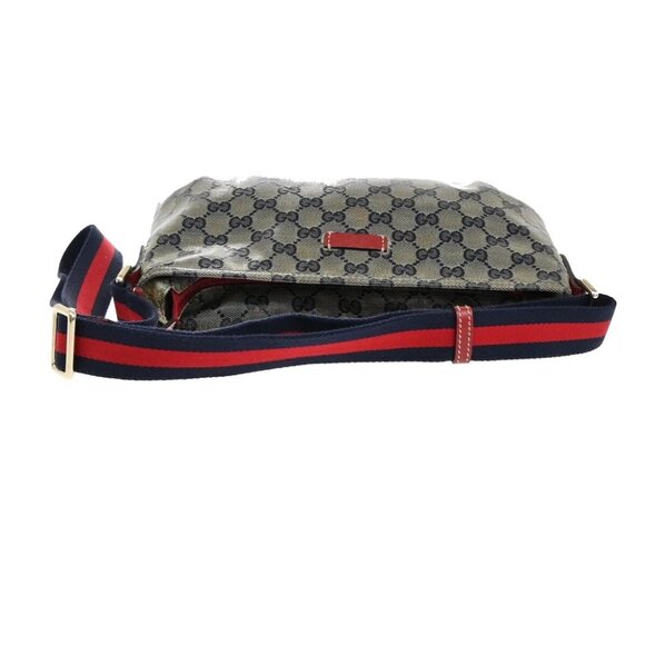GUCCI GG Pattern Crystal Shoulder Bag Coating Canvas Leather Blue Red 88EE439 - Picture 15 of 16